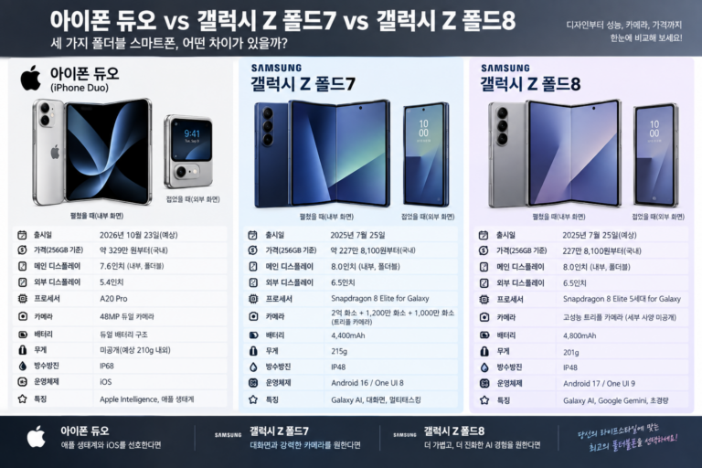 아이폰 듀오 vs 갤럭시 Z 폴드7.8 비교분석 총정리
