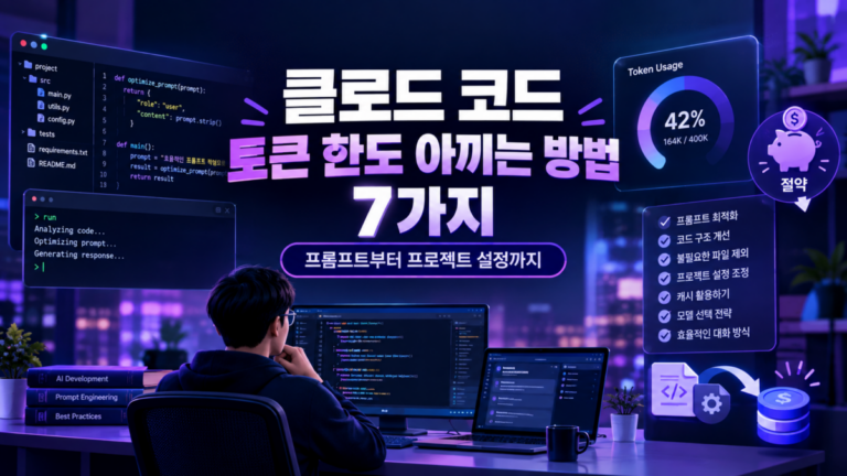 클로드 코드 토큰 한도 아끼는 방법 7가지｜프롬프트부터 프로젝트 설정까지